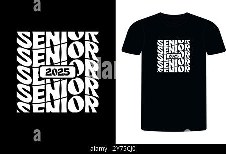 Senior Class von 2024 T-Shirt Design, High School oder College Abschluss Veranstaltung oder Party T-Shirt Design, Abschluss T-Shirt Design. Stock Vektor