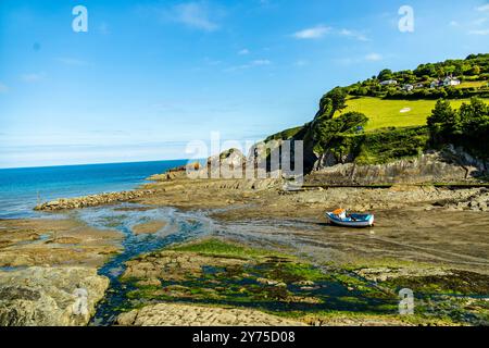 Ein wunderschöner Morgenspaziergang entlang der North Devon Küste in Woolacombe - Großbritannien Stockfoto