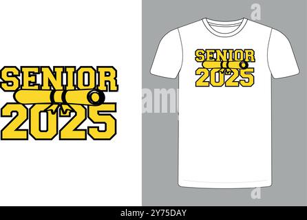 Senior Class von 2024 T-Shirt Design, High School oder College Abschluss Veranstaltung oder Party T-Shirt Design, Abschluss T-Shirt Design. Stock Vektor