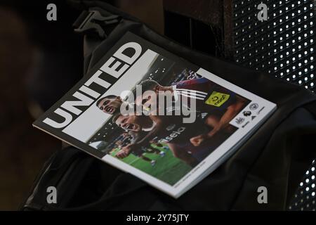 Newcastle, Großbritannien. September 2024. Heutiges Spieltag-Programm während des Premier League-Spiels Newcastle United gegen Manchester City im St. James's Park, Newcastle, Großbritannien, 28. September 2024 (Foto: Mark Cosgrove/News Images) in Newcastle, Großbritannien am 28. September 2024. (Foto: Mark Cosgrove/News Images/SIPA USA) Credit: SIPA USA/Alamy Live News Stockfoto