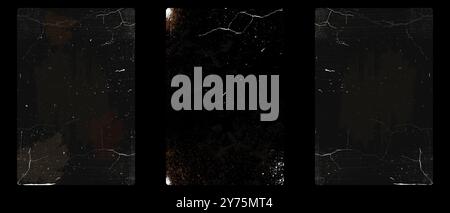 Altes Vintage-Grunge-Papier-Textur-Set. Abgenutzter, körniger Überzug mit verstörtem Hintergrund. Zerrissenes und zerknittertes Muster für Poster- oder Vinylalbum-Cover. Vektor Stock Vektor