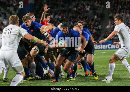 Thierry Dusautoir aus Frankreich im Viertelfinale der Rugby-Weltmeisterschaft 2011, Eden Park, Auckland, Neuseeland, Samstag, Oktober 2011. Stockfoto