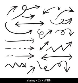 Satz handgezeichneter Pfeile, Zeiger. Vektorabbildung Stock Vektor