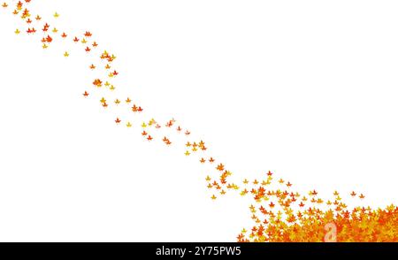 Abbildung: Gradient Orange gefallene Herbstblätter auf weißem Hintergrund Stockfoto