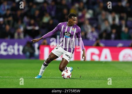 Valladolid, Spanien. September 2024. Juma Bah (Valladolid) Fußball/Fußball : spanisches Spiel "LaLiga EA Sports" zwischen Real Valladolid CF 1-2 RCD Mallorca im Estadio Jose Zorrilla in Valladolid, Spanien . Quelle: Mutsu Kawamori/AFLO/Alamy Live News Stockfoto