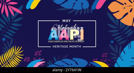 Asiatisch-amerikanischer, hawaiianischer und pazifischer Inselbewohner. Vektorbanner für Social Media Post Banner Design Illustrationshintergrund Stock Vektor