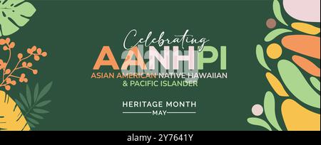 Asiatisch-amerikanischer, hawaiianischer und pazifischer Inselbewohner. Vektorbanner für Social Media Post Banner Design Illustrationshintergrund Stock Vektor