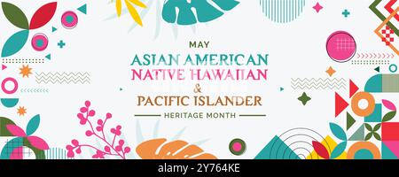 Asiatisch-amerikanischer, hawaiianischer und pazifischer Inselbewohner. Vektorbanner für Social Media Post Banner Design Illustrationshintergrund Stock Vektor