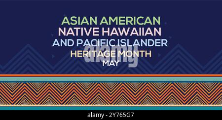 Asiatisch-amerikanischer, hawaiianischer und pazifischer Inselbewohner. Vektorbanner für Social Media Post Banner Design Illustrationshintergrund Stock Vektor