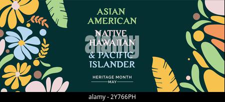 Asiatisch-amerikanischer, hawaiianischer und pazifischer Inselbewohner. Vektorbanner für Social Media Post Banner Design Illustrationshintergrund Stock Vektor