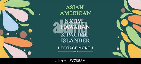 Asiatisch-amerikanischer, hawaiianischer und pazifischer Inselbewohner. Vektorbanner für Social Media Post Banner Design Illustrationshintergrund Stock Vektor