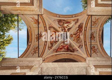 Italien Piemont Orta Heiliger Berg Orta - Kapelle V Fresko auf der Veranda Stockfoto