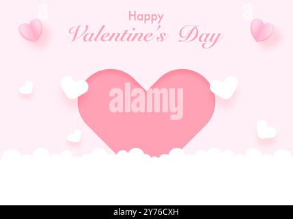 valentinstag Hintergrund mit fliegenden Herzen in zartem rosa Hintergrund Stock Vektor