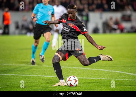 Herning, Dänemark. September 2024. Franculino (7) vom FC Midtjylland wurde während des Spiels der UEFA Europa League zwischen dem FC Midtjylland und TSG Hoffenheim in der MCH Arena in Herning gesehen. Stockfoto