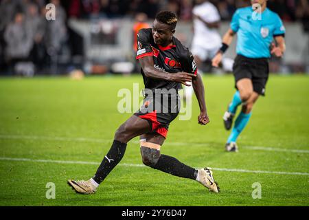 Herning, Dänemark. September 2024. Franculino (7) vom FC Midtjylland wurde während des Spiels der UEFA Europa League zwischen dem FC Midtjylland und TSG Hoffenheim in der MCH Arena in Herning gesehen. Stockfoto