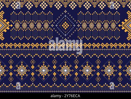 Diamant- und quadratisches geometrisches Muster in nativem Stoff und Teppich, Vektor-Illustration Design Stock Vektor