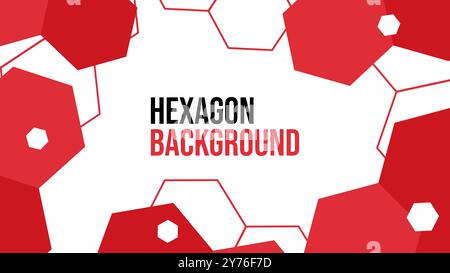 Geometrischer flacher abstrakter Hintergrund, sechseckige Form und rote Farbe Stock Vektor