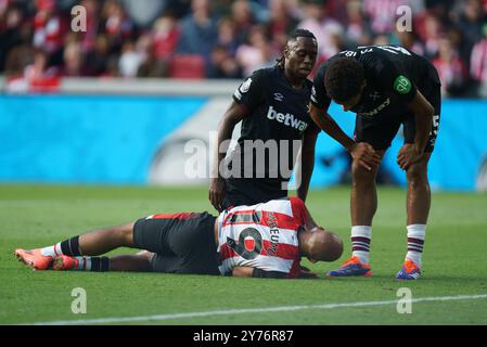 London, Großbritannien. September 2024. Bryan Mbeumo aus Brentford während des Brentford FC gegen West Ham United FC im Gtech Community Stadium, London, England, Vereinigtes Königreich am 28. September 2024 Credit: Every Second Media/Alamy Live News Stockfoto