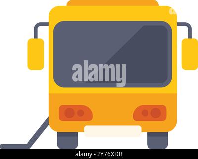 Minimalistische Illustration mit einem gelben Elektrobus, der seine Batterie an der Station auflädt Stock Vektor