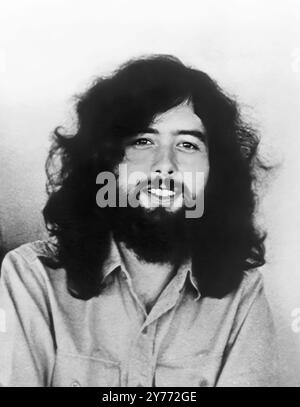 Jimmy Page. Porträt des Leadgitarristen mit der englischen Rockband LED Zeppelin, Werbefoto, 1971. Stockfoto