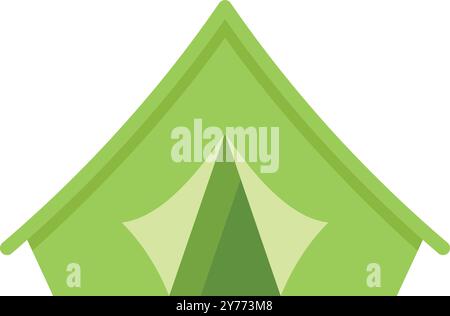 Diese minimalistische Illustration zeigt ein grünes Campingzelt, das Outdoor-Abenteuer und Zuflucht in der Natur symbolisiert Stock Vektor