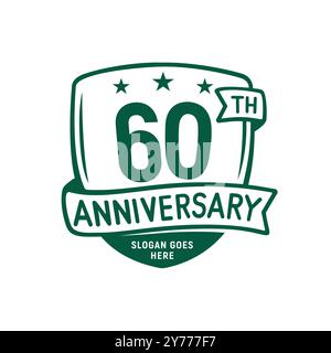 Design-Vorlage für 60-jähriges Jubiläum. Logo zum 60-jährigen Jubiläum. Vektor und Illustration. Stock Vektor
