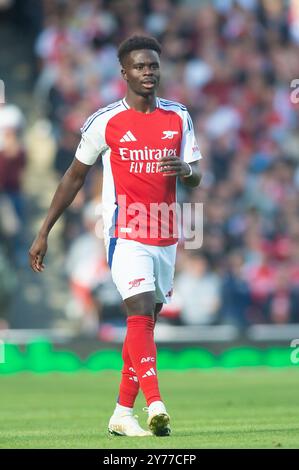 Emirates Stadium, London, Großbritannien. September 2024. Premier League Football, Arsenal gegen Leicester City; Bukayo Saka von Arsenal Credit: Action Plus Sports/Alamy Live News Stockfoto