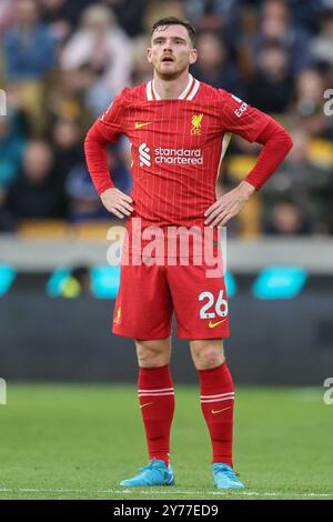 Wolverhampton, Großbritannien. September 2024. Andrew Robertson von Liverpool während des Premier League-Spiels Wolverhampton Wanderers gegen Liverpool in Molineux, Wolverhampton, Vereinigtes Königreich, 28. September 2024 (Foto: Alfie Cosgrove/News Images) in Wolverhampton, Vereinigtes Königreich am 28. September 2024. (Foto: Alfie Cosgrove/News Images/SIPA USA) Credit: SIPA USA/Alamy Live News Stockfoto