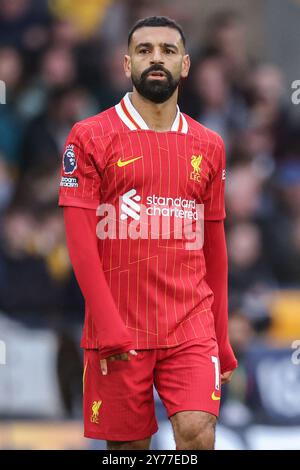 Wolverhampton, Großbritannien. September 2024. Mohamed Salah von Liverpool während des Premier League-Spiels Wolverhampton Wanderers gegen Liverpool in Molineux, Wolverhampton, Vereinigtes Königreich, 28. September 2024 (Foto: Alfie Cosgrove/News Images) in Wolverhampton, Vereinigtes Königreich am 28. September 2024. (Foto: Alfie Cosgrove/News Images/SIPA USA) Credit: SIPA USA/Alamy Live News Stockfoto