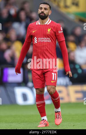 Wolverhampton, Großbritannien. September 2024. Mohamed Salah von Liverpool während des Premier League-Spiels Wolverhampton Wanderers gegen Liverpool in Molineux, Wolverhampton, Vereinigtes Königreich, 28. September 2024 (Foto: Alfie Cosgrove/News Images) in Wolverhampton, Vereinigtes Königreich am 28. September 2024. (Foto: Alfie Cosgrove/News Images/SIPA USA) Credit: SIPA USA/Alamy Live News Stockfoto