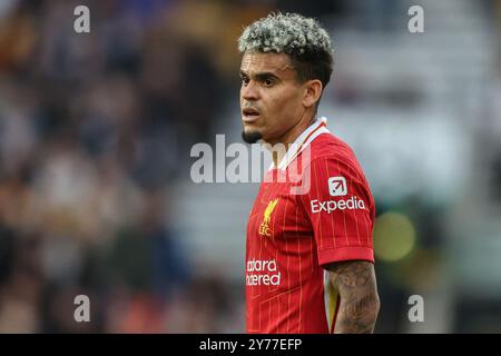 Wolverhampton, Großbritannien. September 2024. Luis Díaz aus Liverpool während des Premier League-Spiels Wolverhampton Wanderers gegen Liverpool in Molineux, Wolverhampton, Vereinigtes Königreich, 28. September 2024 (Foto: Alfie Cosgrove/News Images) in Wolverhampton, Vereinigtes Königreich am 28. September 2024. (Foto: Alfie Cosgrove/News Images/SIPA USA) Credit: SIPA USA/Alamy Live News Stockfoto