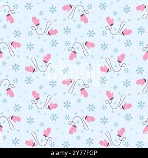 Nahtloses Muster der Winterfäustlinge. Digitales Papier wiederholt Hintergrund für Stoff, Tapeten, Geschenkpapier und Oberflächendesign Stock Vektor