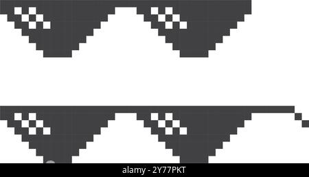 Pixel-Sonnenbrillen-Symbol im flachen Stil. Brillenvektorillustration auf isoliertem Hintergrund. Lustiges Accessoire-Schild Business-Konzept. Stock Vektor