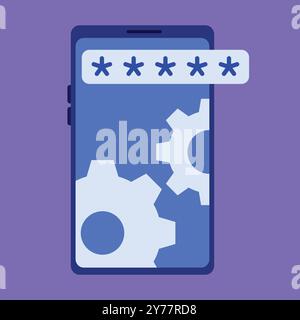 Illustration des Vektors zur Cybersicherheit. Sicherheitsvektor für mobile Geräte. Stock Vektor