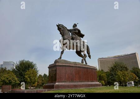 Statue von Amir Timur (Tamerlane, 1336-1405). Er war der Gründer des Timurid Empire in Zentralasien und wurde zum ersten Herrscher im timurid Dynasten Stockfoto