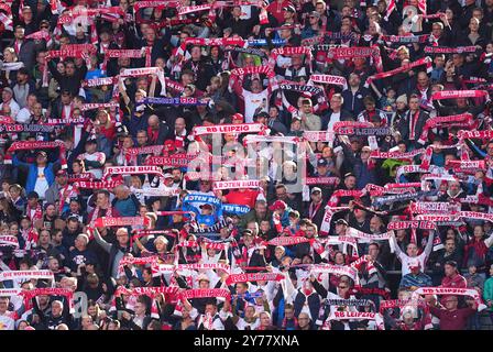 Red Bull Arena, Leipzig, Deutschland. September 2024. Leipzig Fans während einer 1. Bundesliga-Spiel, RB Leipzig gegen Augsburg, in der Red Bull Arena, Leipzig, Deutschland. Ulrik Pedersen/CSM/Alamy Live News Stockfoto