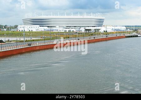 Kaliningrad, Russland, 23. Juni 2018, Fußballstadion für die Weltmeisterschaft, Baltikum-Stadion in Kaliningrad, am Fluss Pregolya, Europa Stockfoto