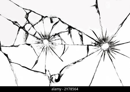 Shot-Glas mit Rissen, Textur von geknackten beschädigt Auto Windschutzscheibe Stockfoto