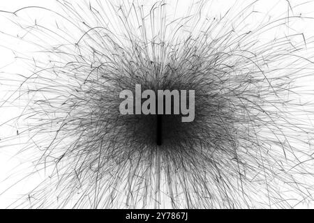 Abstraktion schwarze Funken von der Explosion, Metallpartikel invertierung auf Weiß Stockfoto