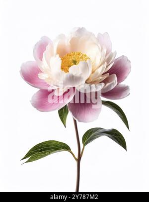 Rosa Pfingstrose auf weißem Hintergrund. Blumen isoliert, Fotostudio Stockfoto