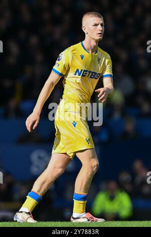 Liverpool, Großbritannien. September 2024. Adam Wharton von Crystal Palace während des Premier League Matches Everton gegen Crystal Palace im Goodison Park, Liverpool, Vereinigtes Königreich, 28. September 2024 (Foto: Cody Froggatt/News Images) in Liverpool, Vereinigtes Königreich am 28. September 2024. (Foto: Cody Froggatt/News Images/SIPA USA) Credit: SIPA USA/Alamy Live News Stockfoto