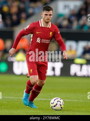 Wolverhampton, Großbritannien. September 2024. Andrew Robertson aus Liverpool während des Premier League-Spiels in Molineux, Wolverhampton. Der Bildnachweis sollte lauten: Andrew Yates/Sportimage Credit: Sportimage Ltd/Alamy Live News Stockfoto