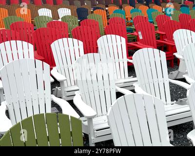 Adirondack Stühle zum Verkauf in Upstate New York Stockfoto