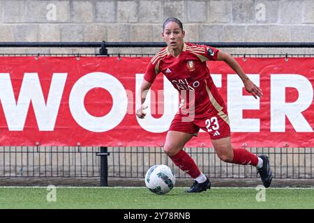 Westerlo, Belgien. September 2024. Wajnblum Lola (23) von Standard, dargestellt während eines Frauenfußballspiels zwischen KVC Westerlo Ladies und Standard Femina am 5. Spieltag der Saison 2024 - 2025 der Belgischen Lotto Womens Super League, am Samstag, 28. September 2024 in Westerlo, BELGIEN. Quelle: Sportpix/Alamy Live News Stockfoto