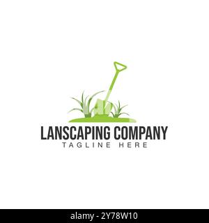 Landschaft-Logo für Rasen- oder Gartenbetrieb, Organisation oder Website-Landschaftsgestaltung Ökologie Design Vektor-Grüner Bauern Logo Vektor, Farm Badge Logo tem Stock Vektor