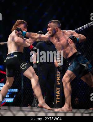 Glasgow, Schottland. September 2024. PFL MMA Europe Playoffs, Glasgow, Schottland. Glasgow, Schottland. September. Lewis McGrillen V-Dekan Garnett MMA kämpfte für PFL Europe in der OVO Hydro Arena in Glasgow, Schottland. Quelle: Sashshots/Alamy Live News Stockfoto