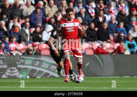 Riverside Stadium, Middlesbrough am Samstag, den 28. September 2024. Middlesbrough's Neto Borges in Aktion während des Sky Bet Championship Matches zwischen Middlesbrough und Stoke City im Riverside Stadium, Middlesbrough am Samstag, den 28. September 2024. (Foto: Mark Fletcher | MI News) Credit: MI News & Sport /Alamy Live News Stockfoto