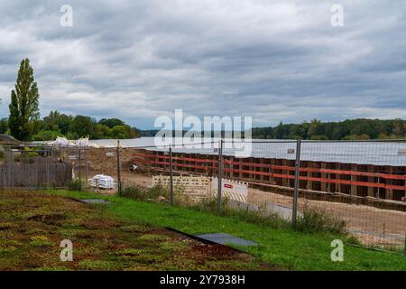 Frankfurt/oder, 26. September 2024: Der Wasserstand der oder hat 6 m überschritten, Teile der Uferseite sind überflutet. Stockfoto