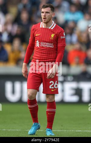 Wolverhampton, Großbritannien. September 2024. Andrew Robertson von Liverpool während des Premier League-Spiels Wolverhampton Wanderers gegen Liverpool in Molineux, Wolverhampton, Vereinigtes Königreich, 28. September 2024 (Foto: Alfie Cosgrove/News Images) in Wolverhampton, Vereinigtes Königreich am 29. September 2024. (Foto: Alfie Cosgrove/News Images/SIPA USA) Credit: SIPA USA/Alamy Live News Stockfoto