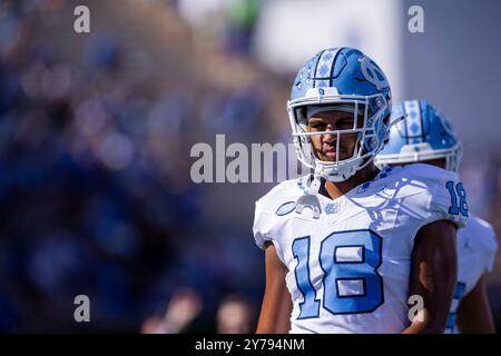 Durham, NC, USA. September 2024. North Carolina Tar Heels Tight End Bryson Nesbit (18) während der Aufwärmphase vor dem ACC Football Matchup im Wallace Wade Stadium in Durham, NC. (Scott Kinser/CSM). Quelle: csm/Alamy Live News Stockfoto